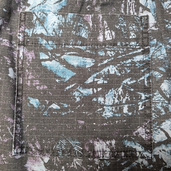 ATM Melillo Abstract Print Ripstop Cotton Skirt Grey Purple Turquoise Camo Sz 6 - Picture 14 of 15